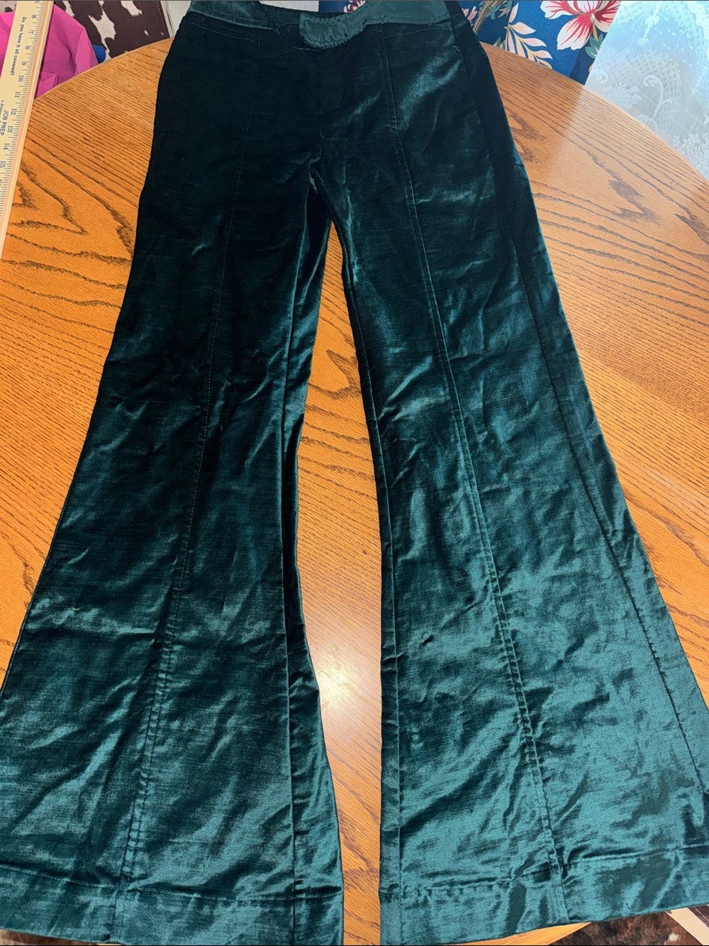Free People green Velvet Flare Pants